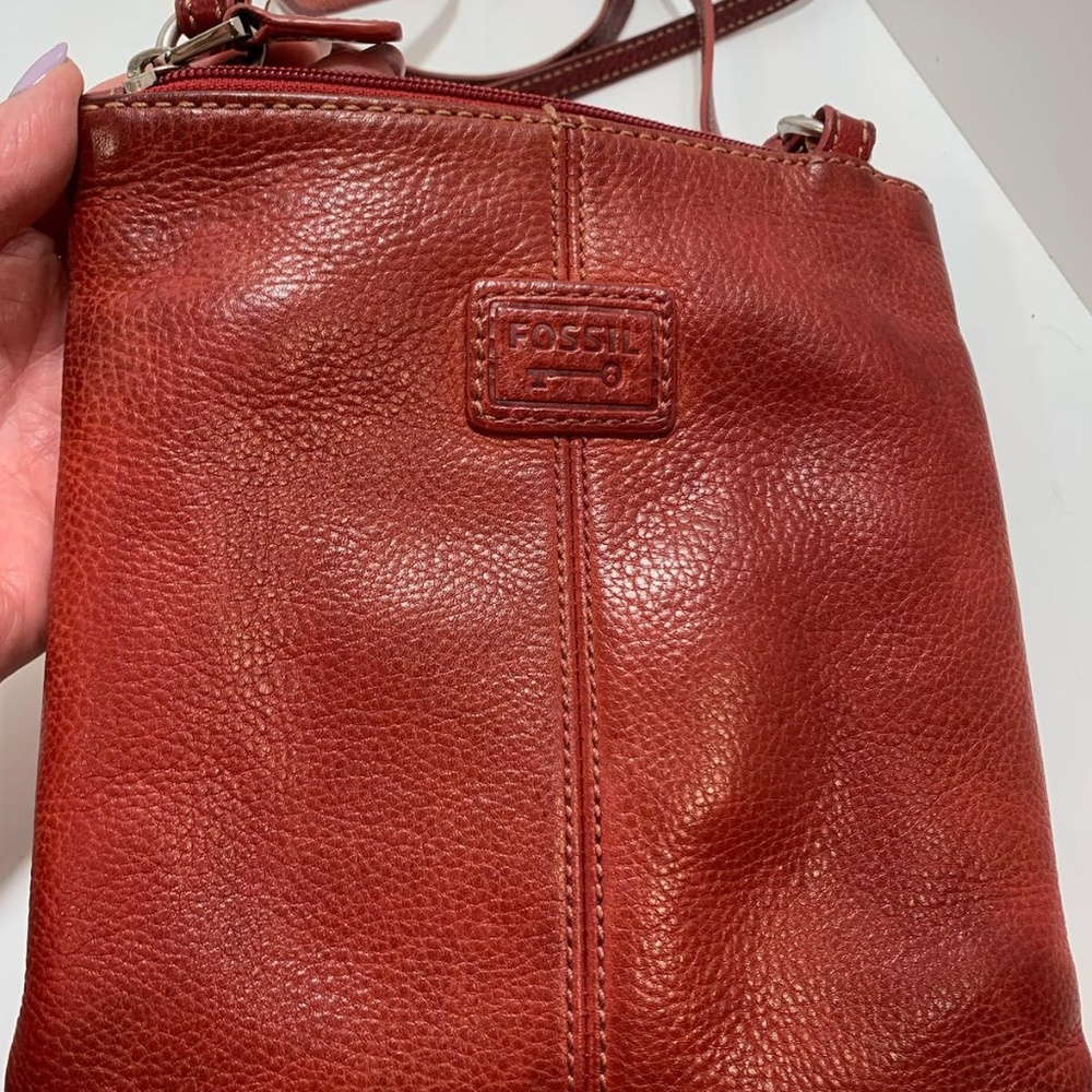 Fossil Leather Crossbody, GUC, Color Cognac